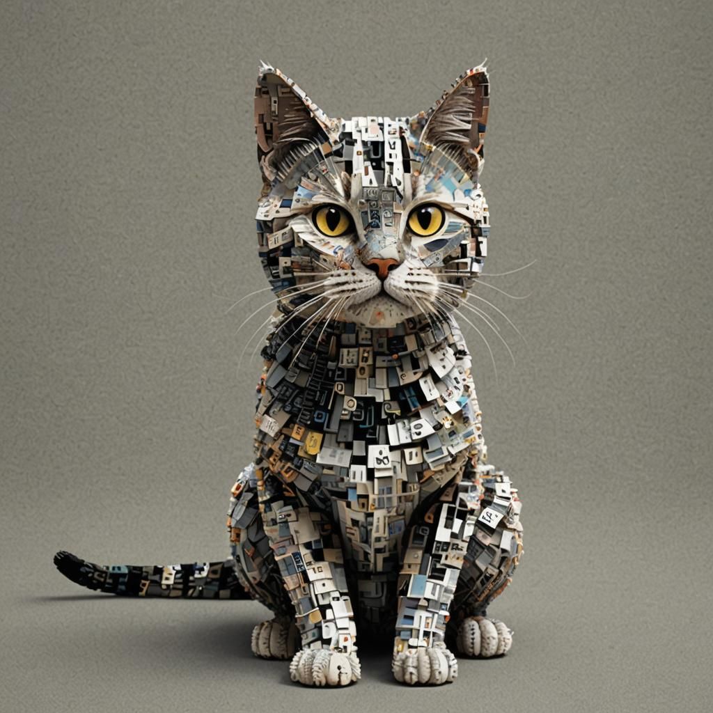 Digital Cat Made of Computer Code