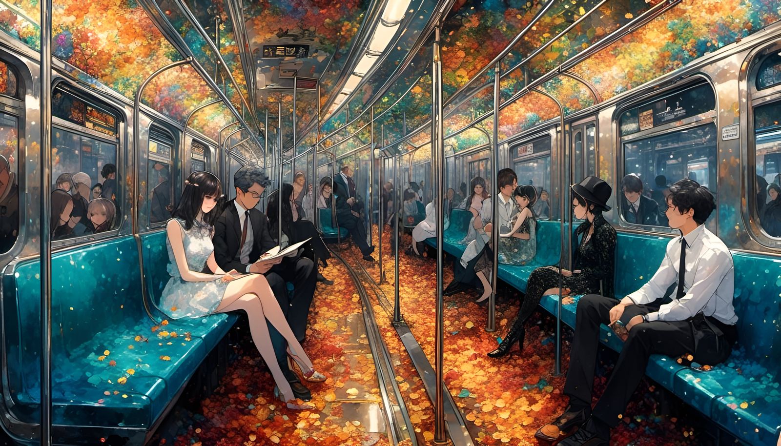 Bullet Train in Ghibli Style with Pointillism