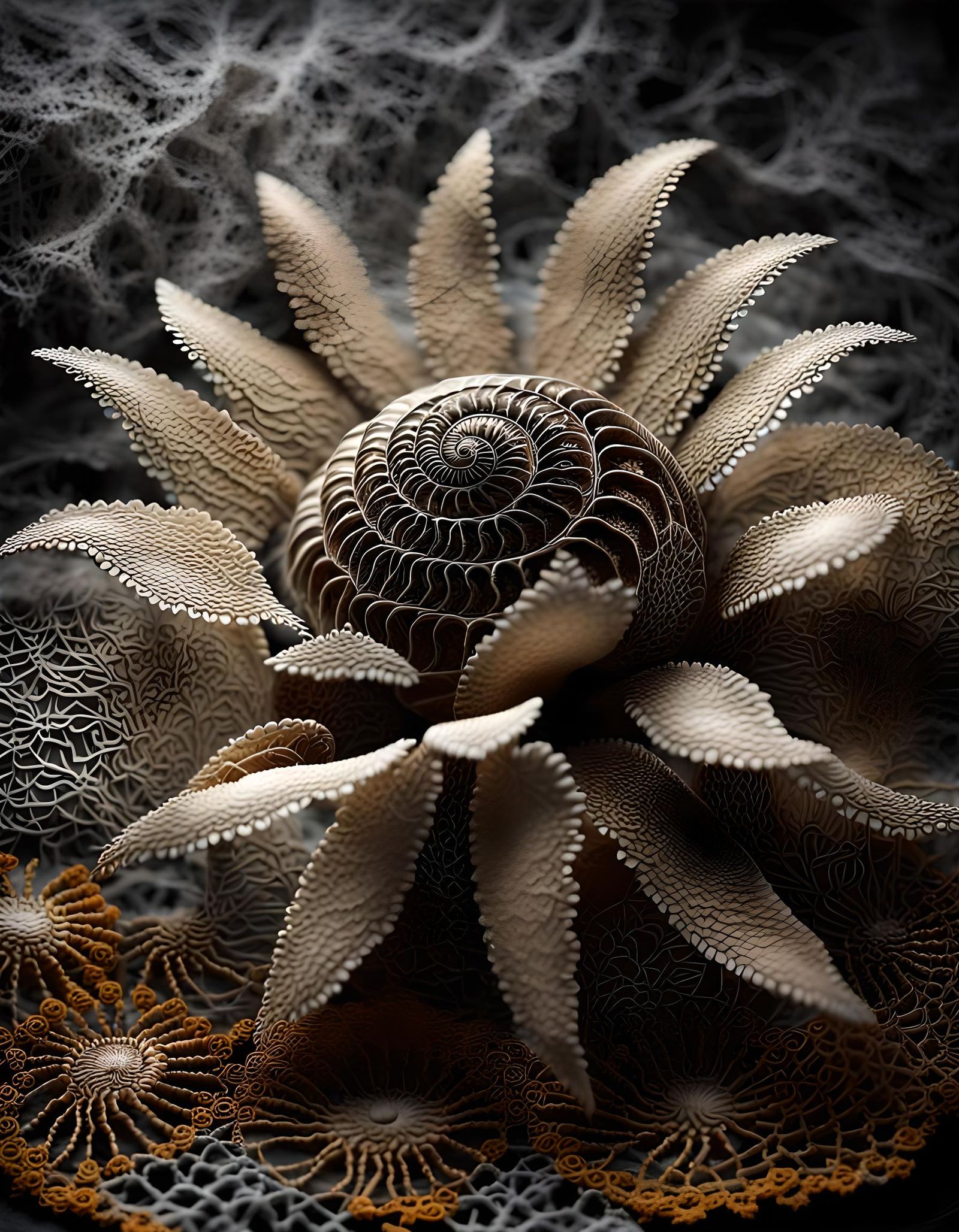 Photokinetic Zombie Ammonite Portrait in 3D Style