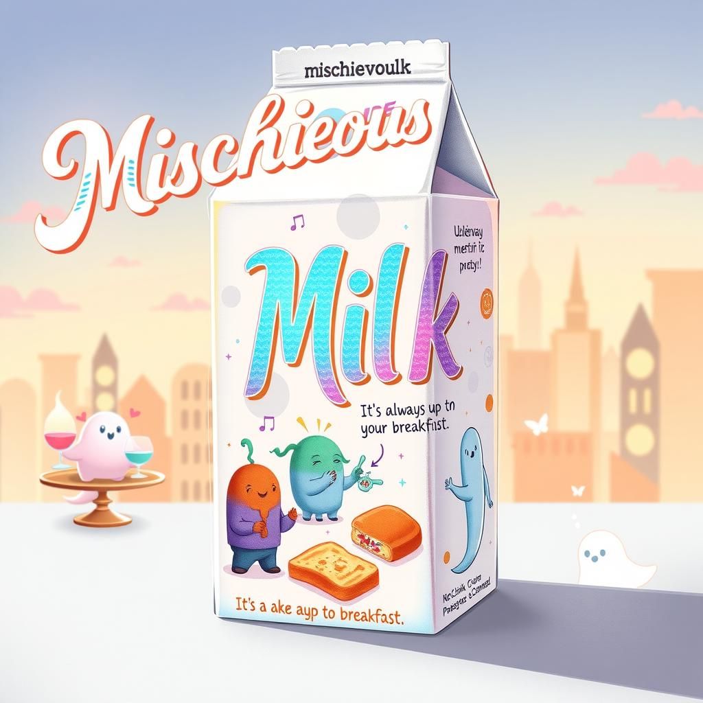 Whimsical Milk Carton Design with Dreamlike Illustrations