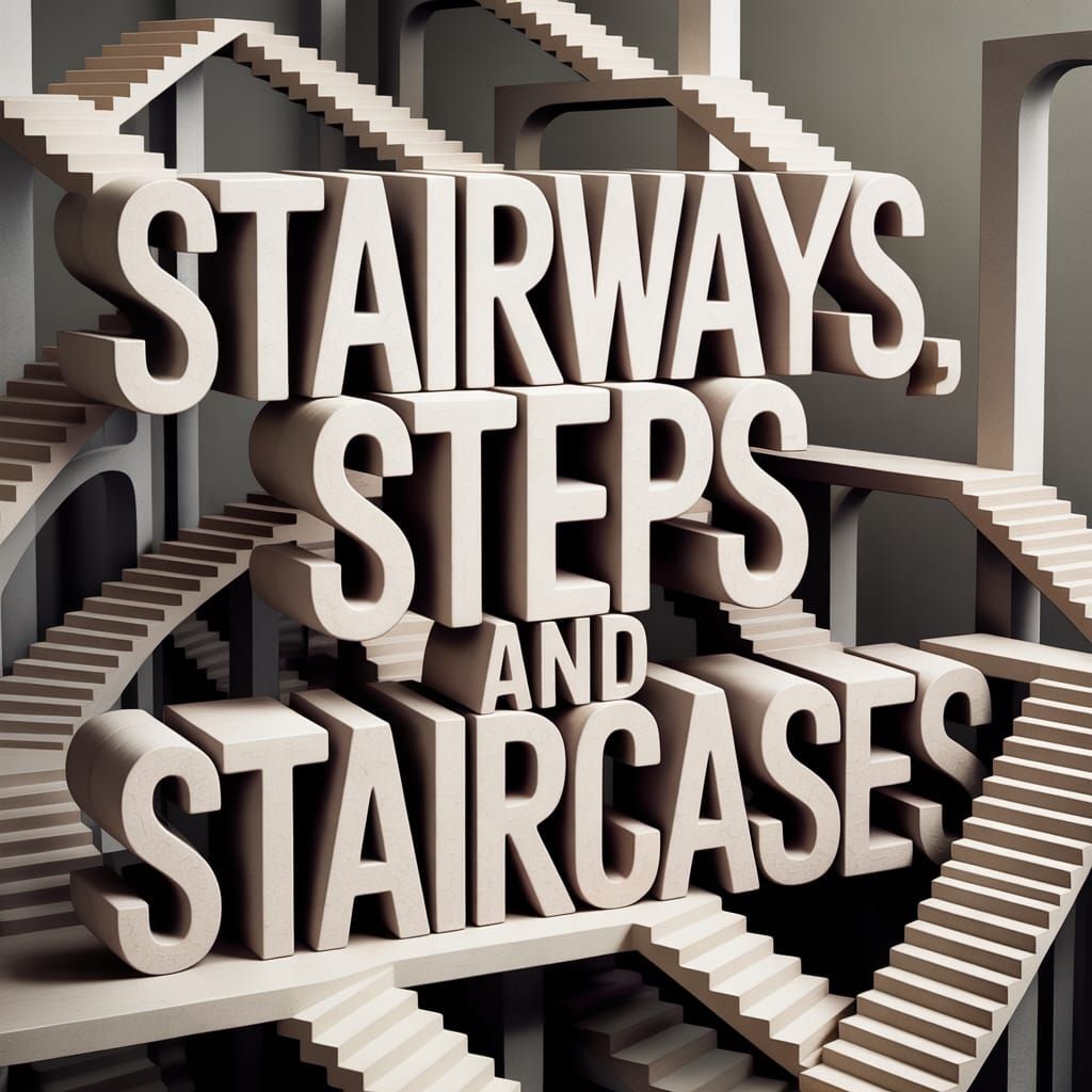 Impossible Staircase Typography in M.C. Escher Style