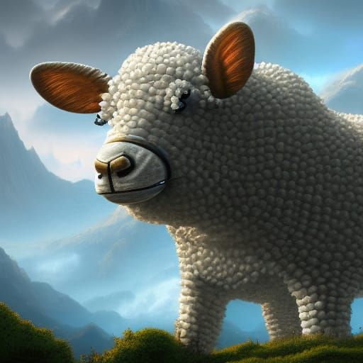 Fantastical White Air Sheep Matte Painting