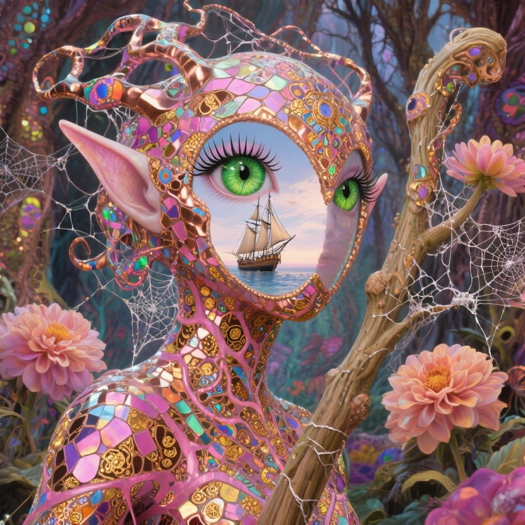 Elven Being Reflecting a Sailboat Wonderland