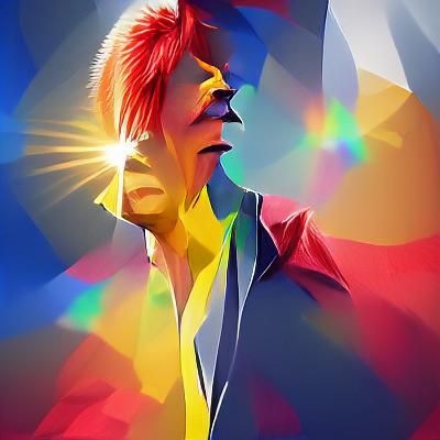 Colorful David Bowie Portrait in Sunshine Rays