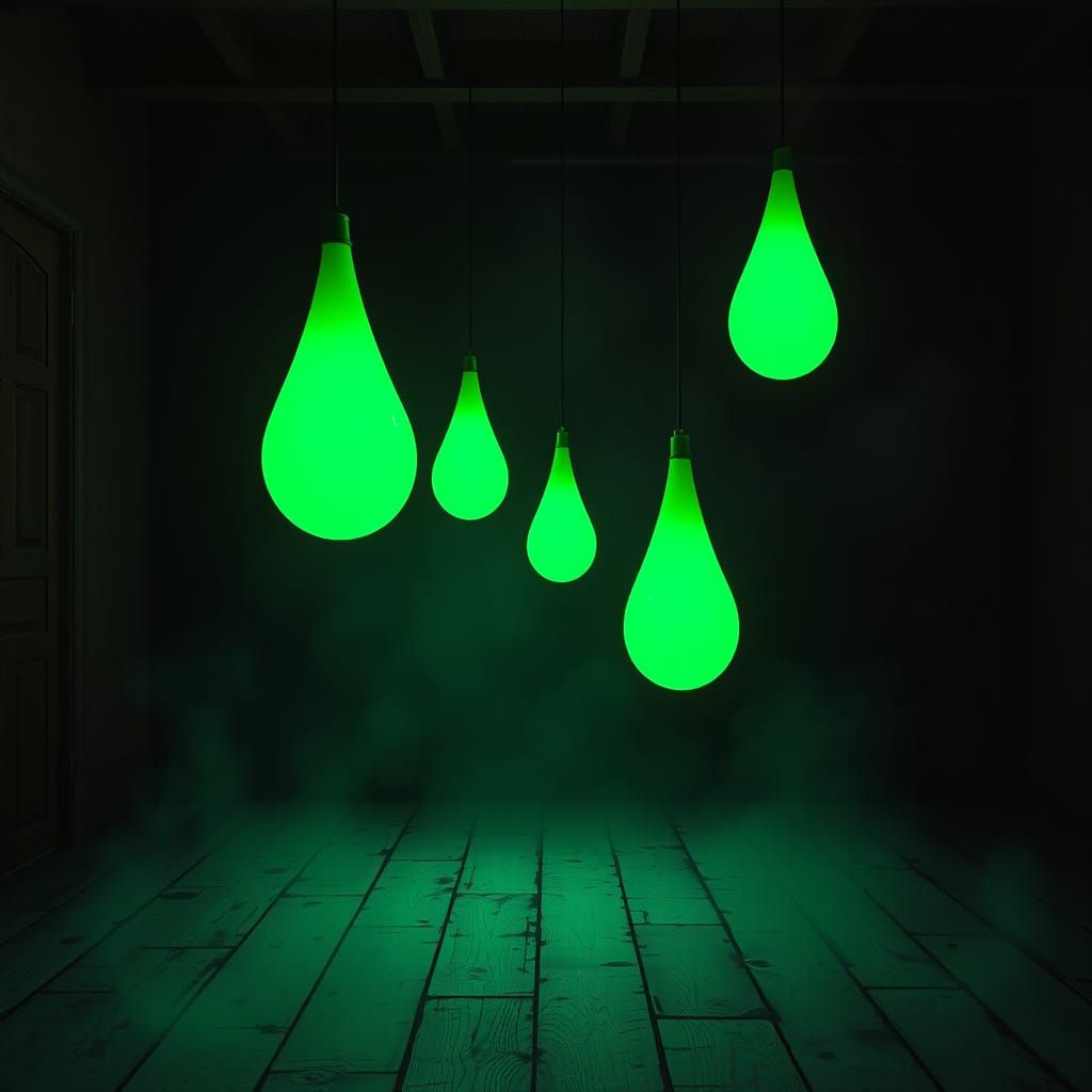 Surreal Green Orbs with Gravity-Defying Shadows