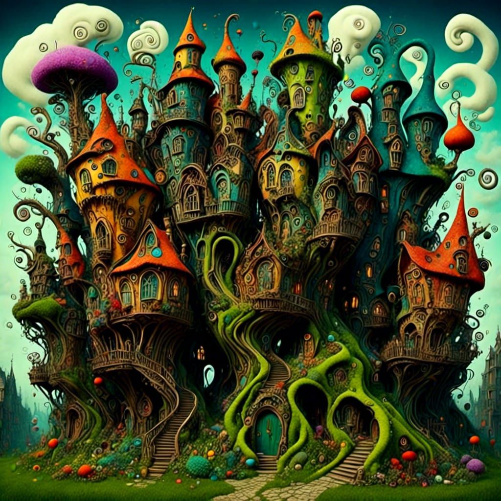 Wonky Witch Village: Art Nouveau Rococo Architecture