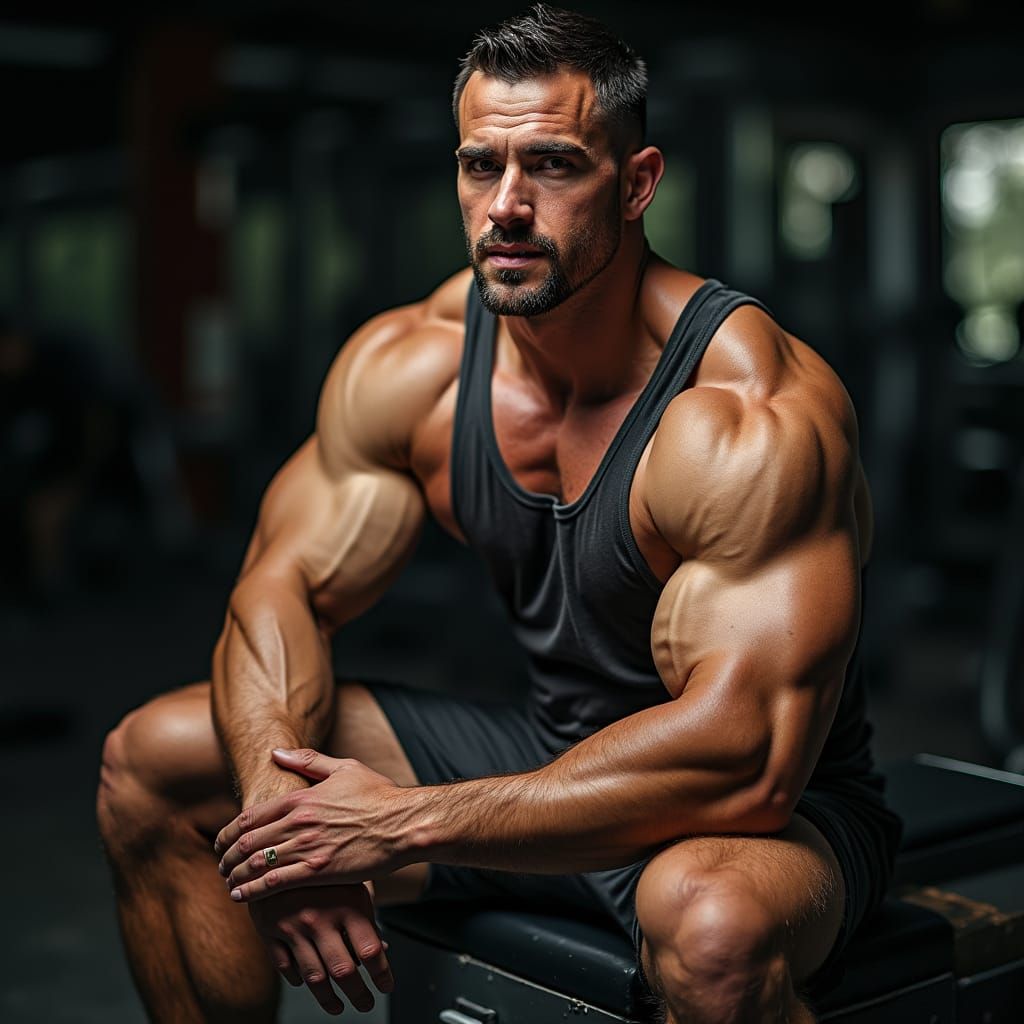 Chiseled Gym Athlete in Hyper-Realistic Style