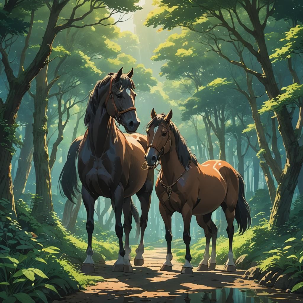 Horse in Anime Style by Makoto Shinkai