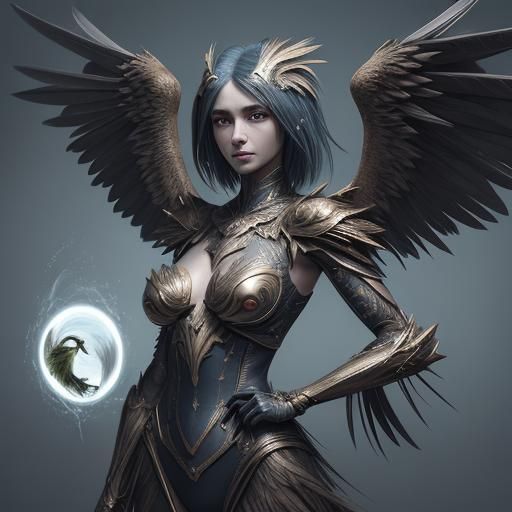 Vulture-Headed Bird Humanoid in Fantasy Art Style