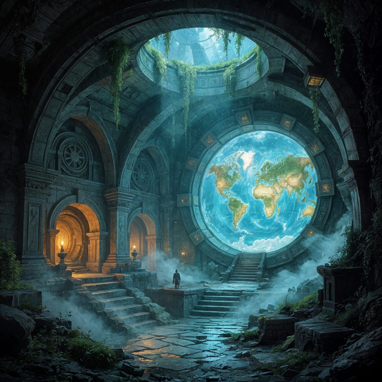 Hidden Bunker Beneath Ruins With Glowing Runes and War Room