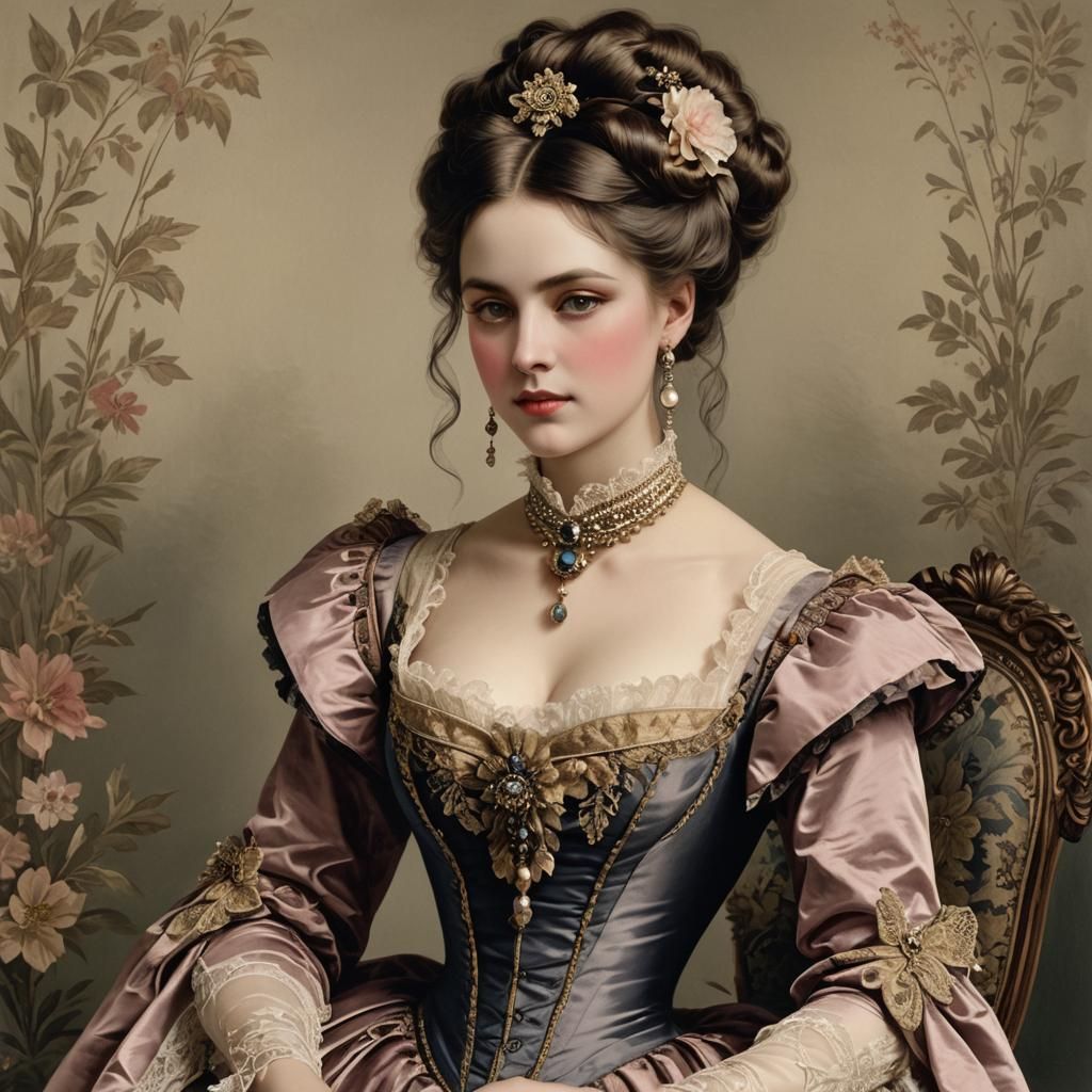 Victorian Courtesan with Elaborate Décolleté