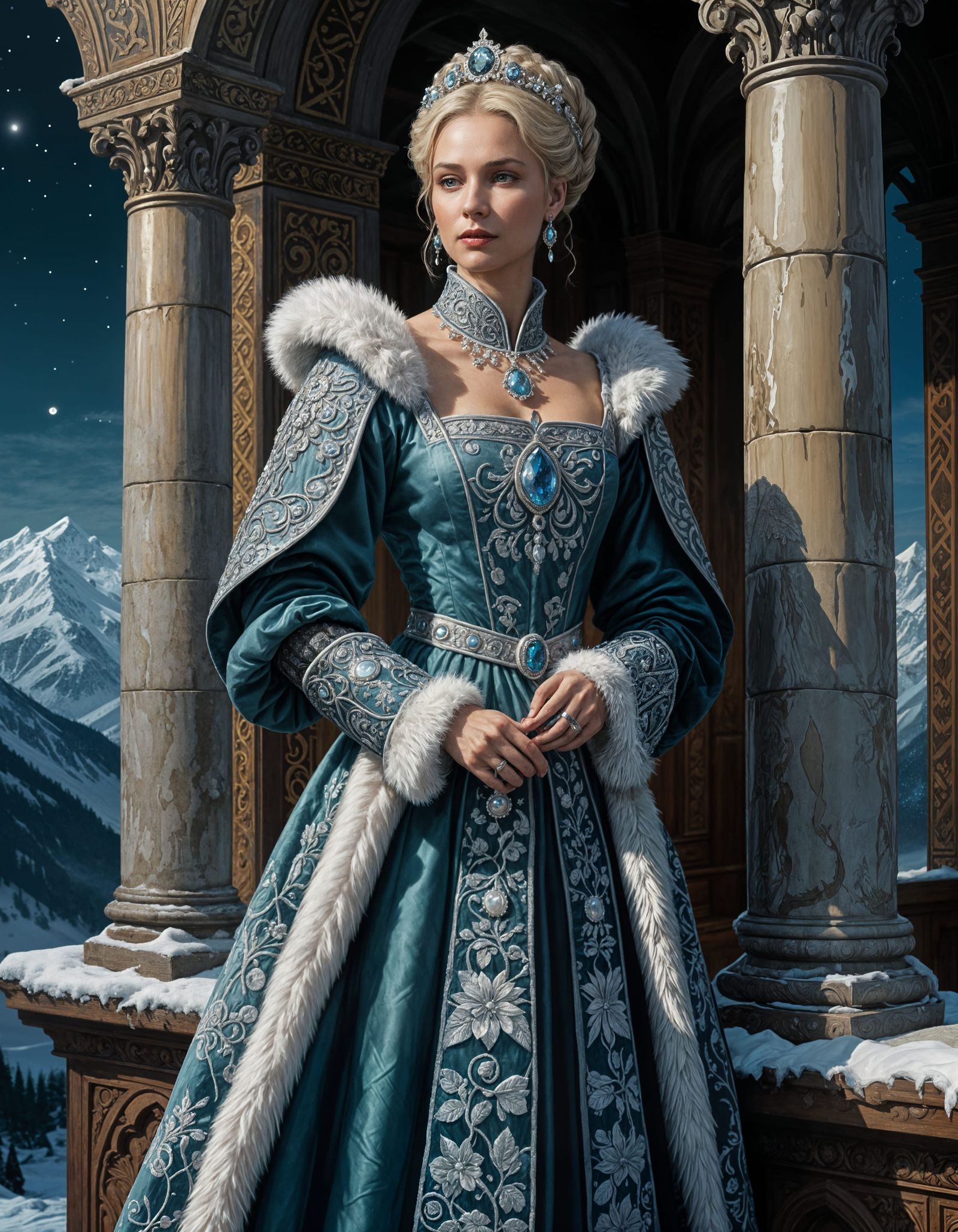 Tsarina in Polish Noblewoman Attire with Ice Crystal