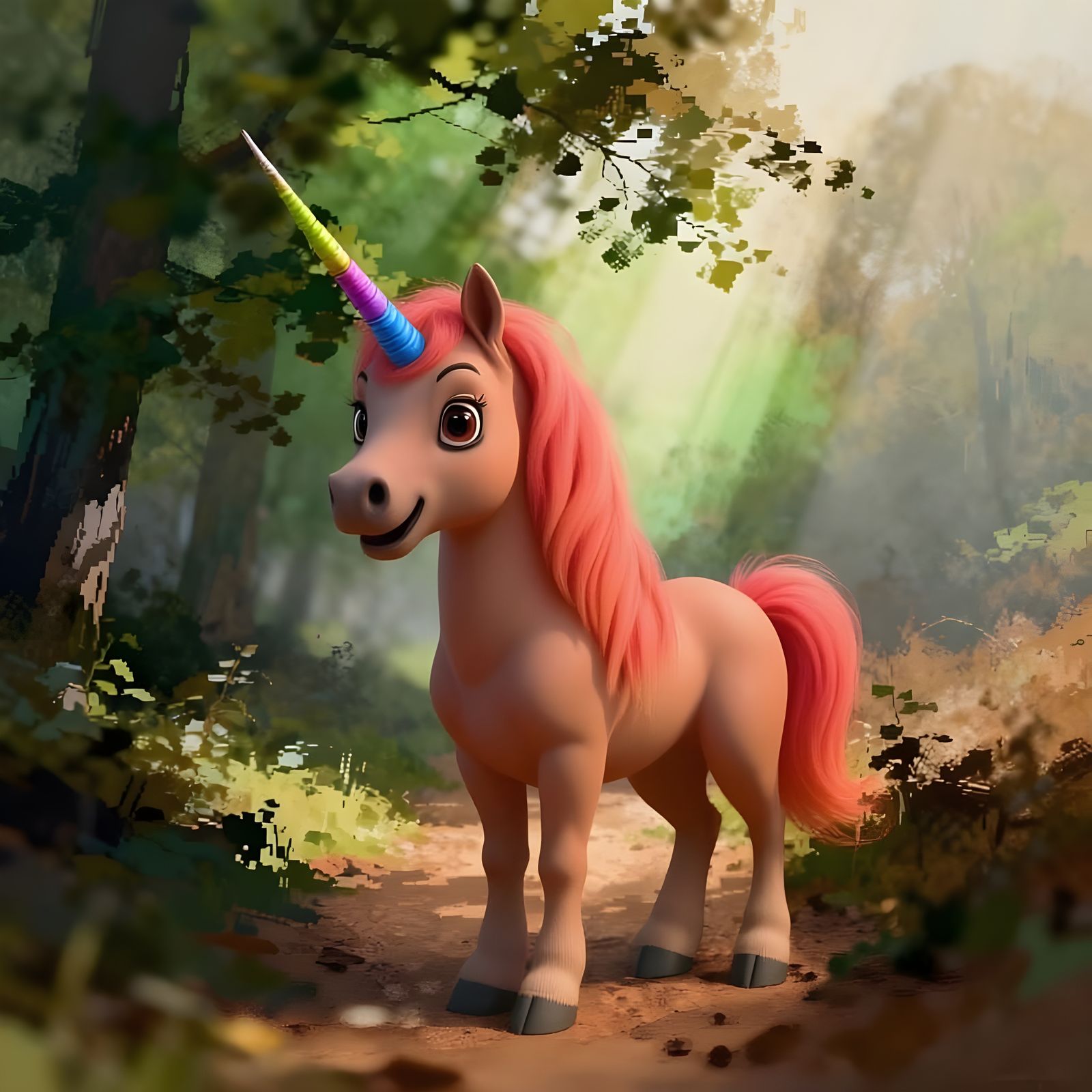 Atmospheric Forest Path in Hazy Impressionist Style