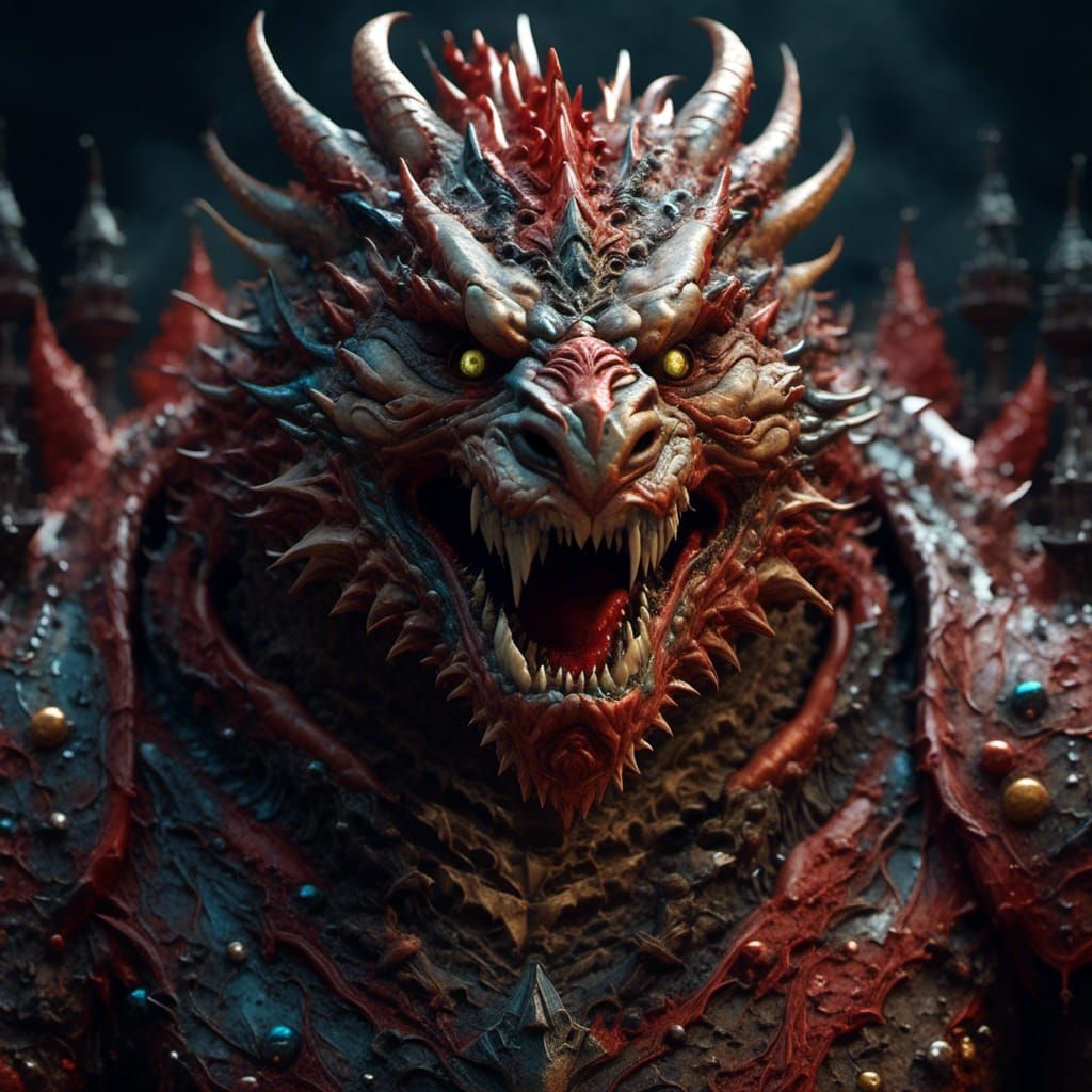 Creepy Porcelain Dragon Zombie Baby Portrait