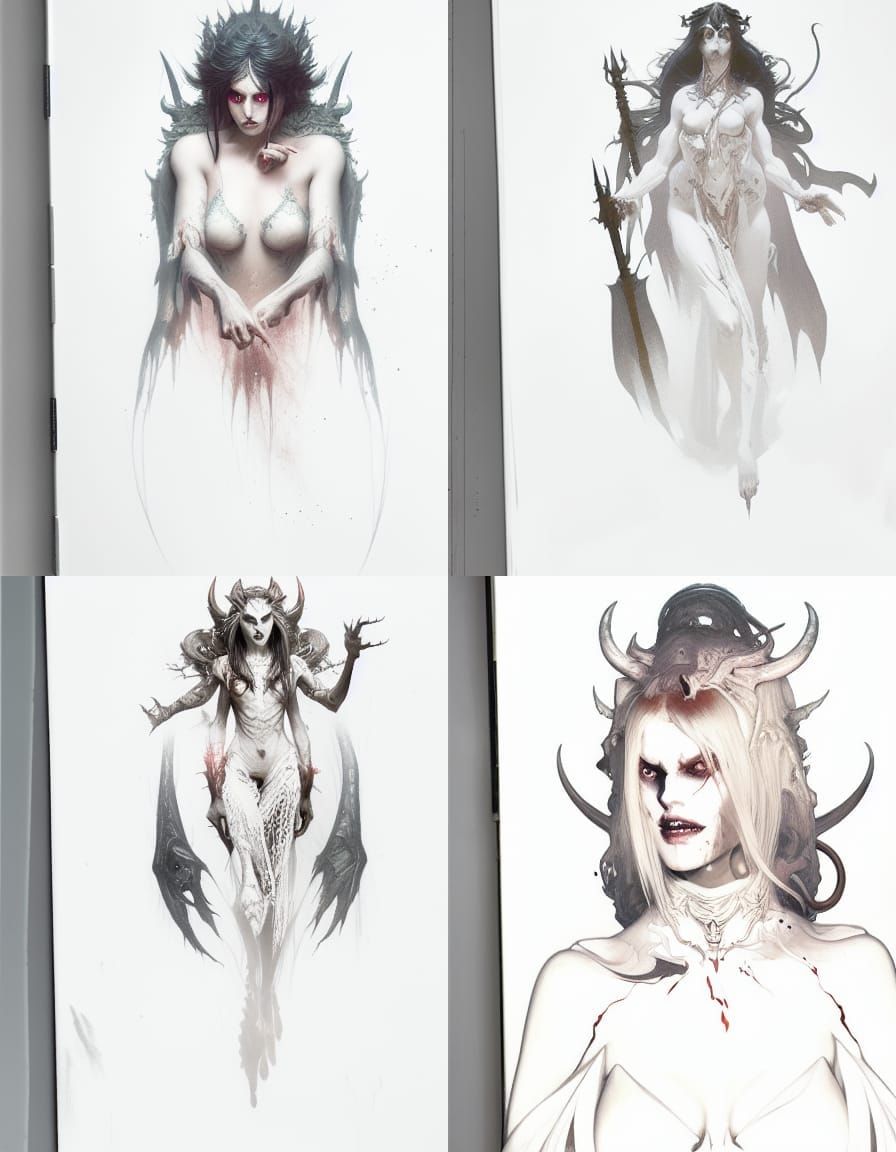 Demon Lady in Dark Fantasy Style, Hyperdetailed Art