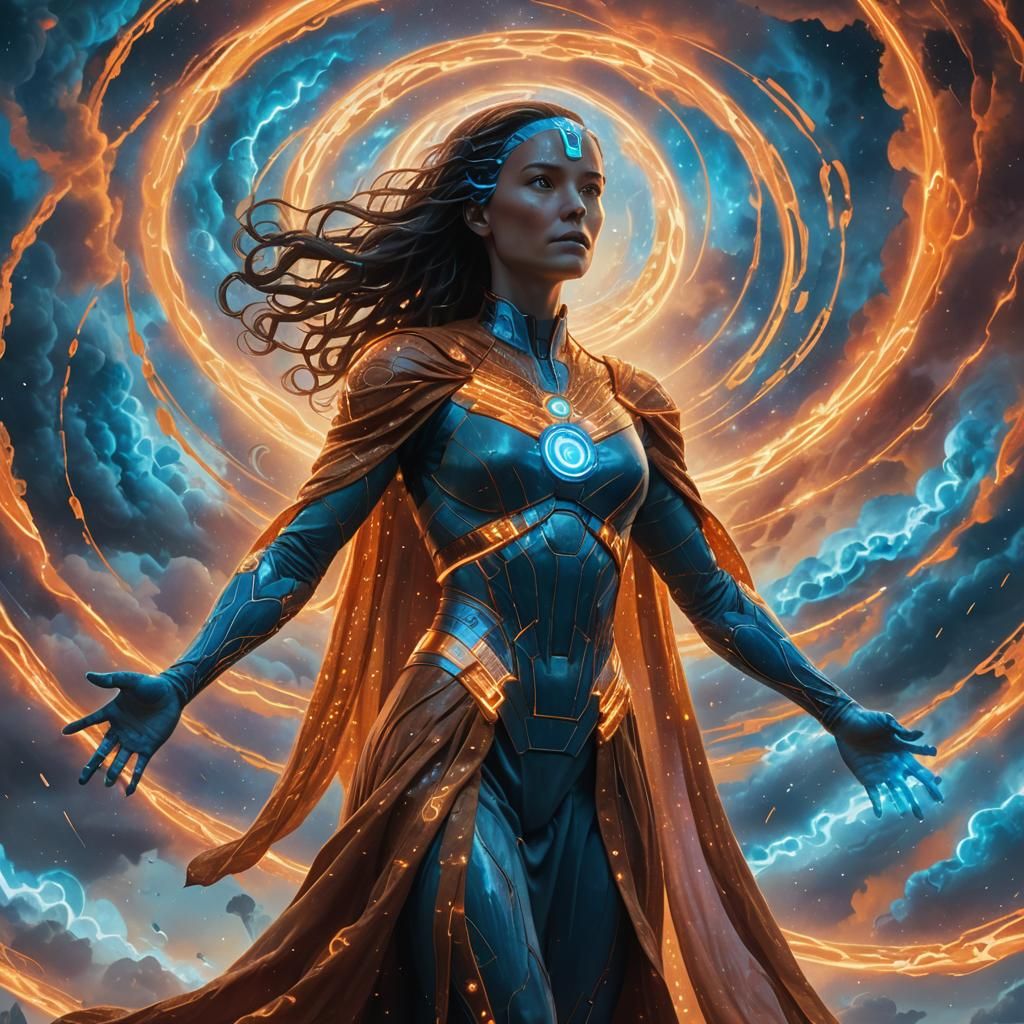 Female Doctor Manhattan in Flowing Cloak