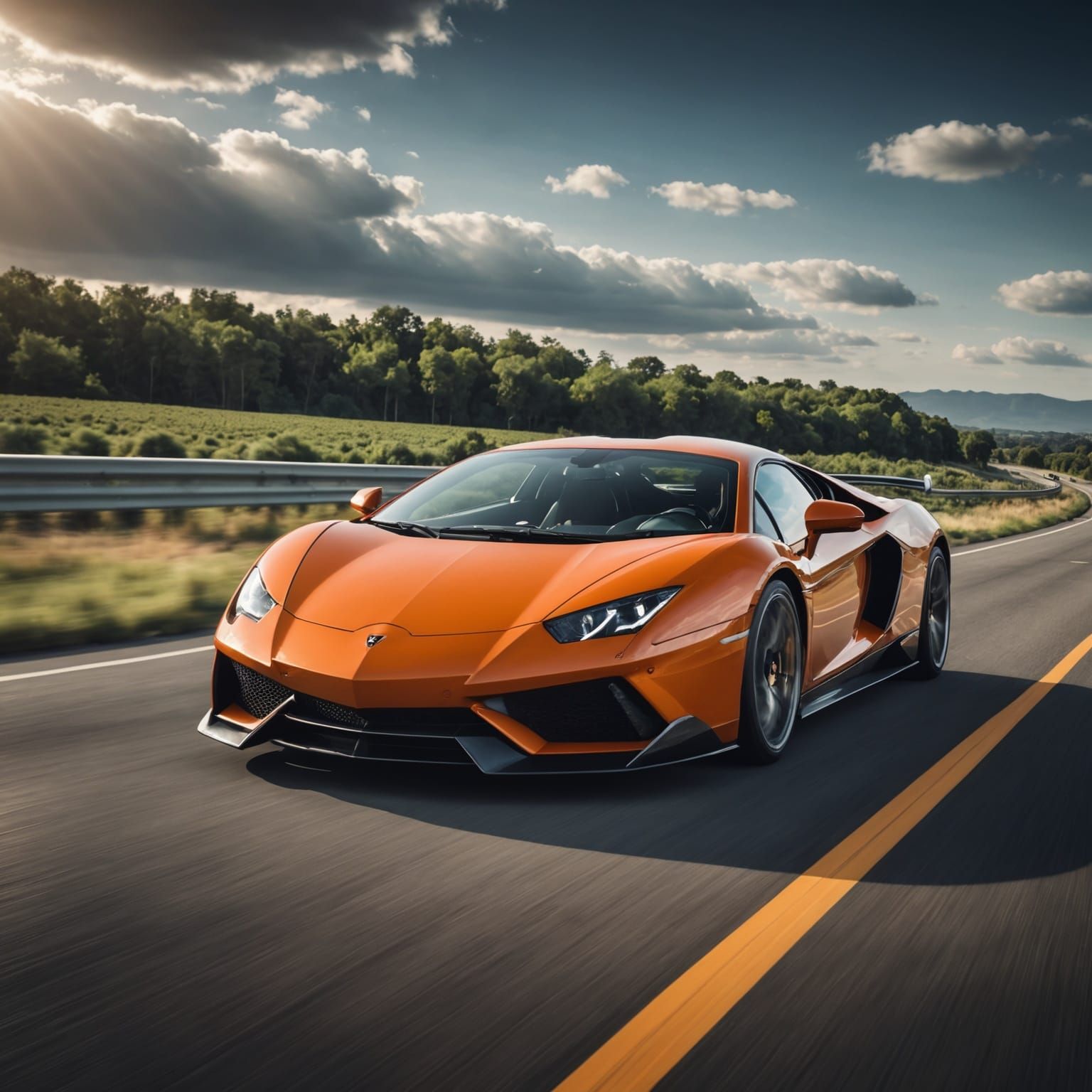 Hyperrealistic Supercar Speeding on Open Highway