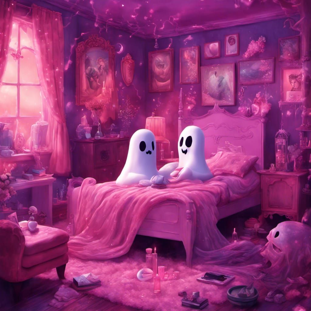 Cute Ghost Sleepover in Pink and Purple Bedroom