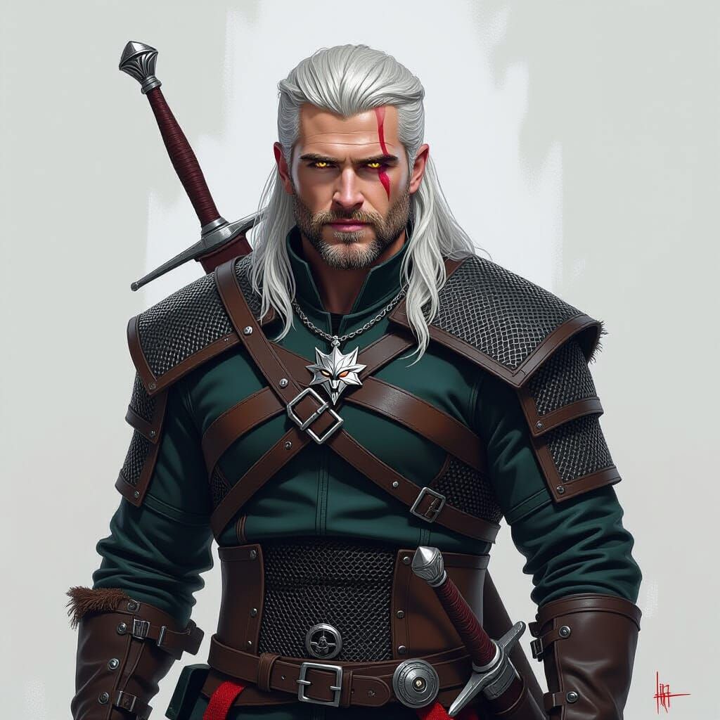 Geralt of Rivia: A Dark Fantasy Witcher Portrait