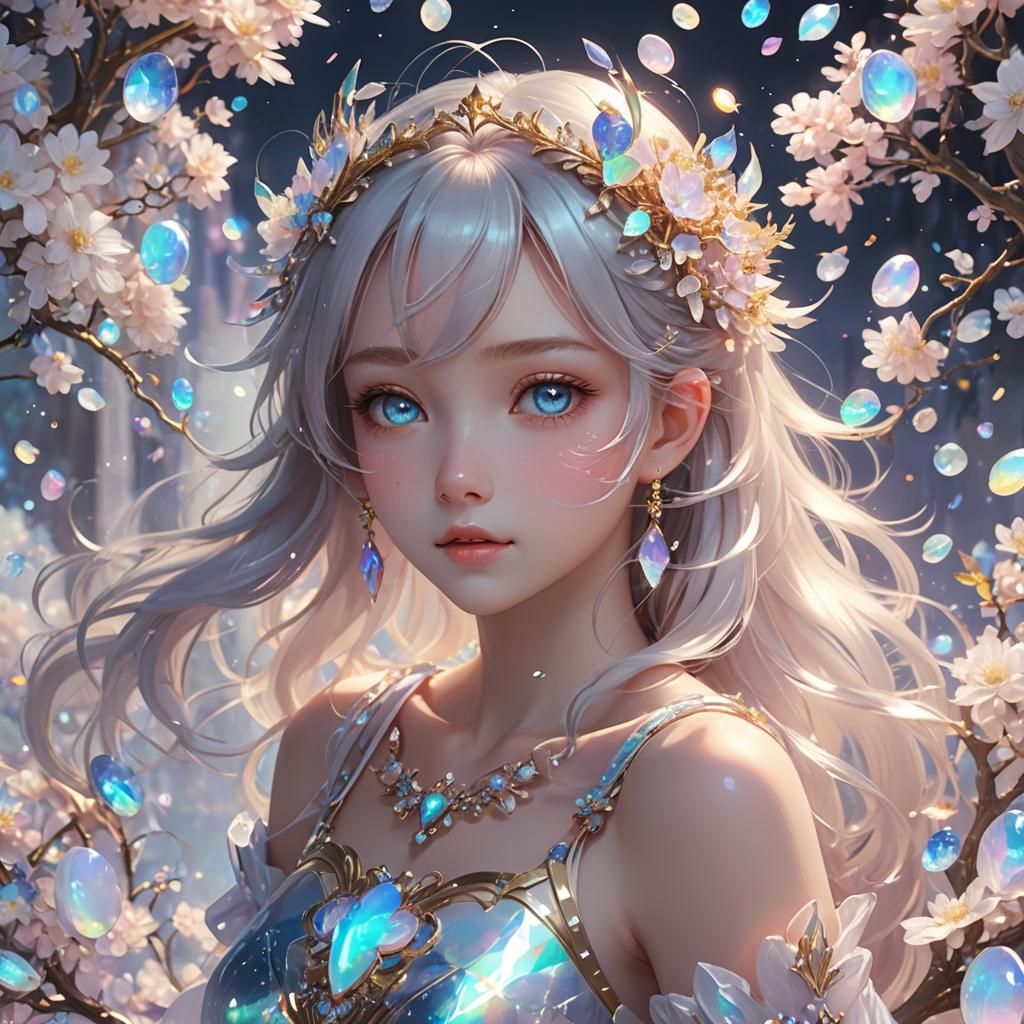 Opal Heart: Iridescent 3D Anime Art