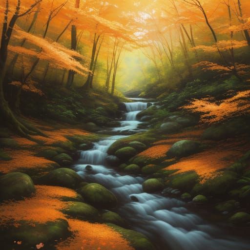 Lush Forest Home: A Hyper-Realistic Digital Oil Painting