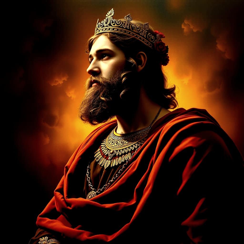 King David Renaissance Painting in Oil