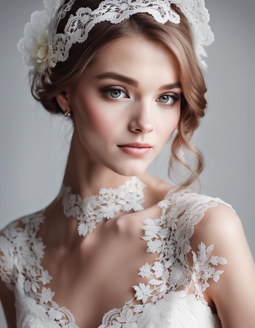 Elegant Lace Portrait of a Beautiful Woman