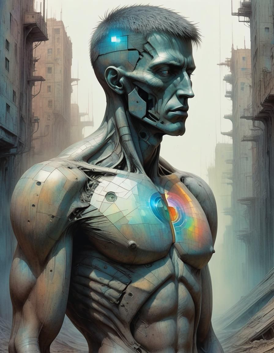 Handsome Cyberpunk Male in Post-Apocalyptic Comic Art