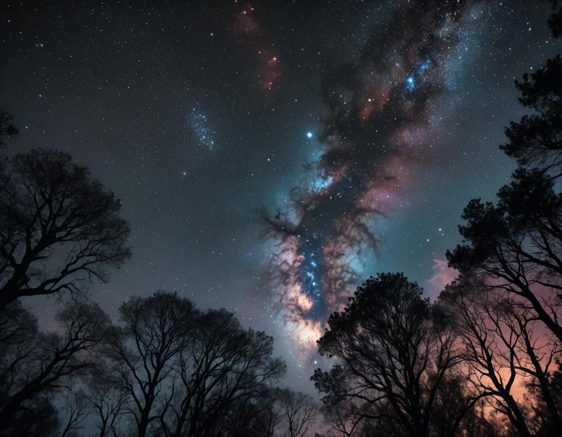 Luminous Galaxy in Black Space: Hyperrealistic Night Sky