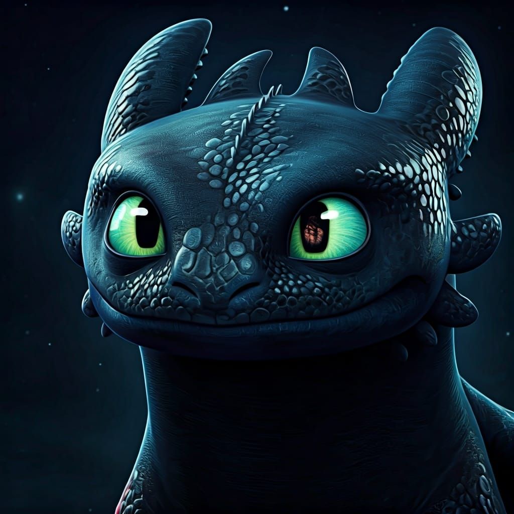 Night Fury Glistening: A Mystical Digital Painting