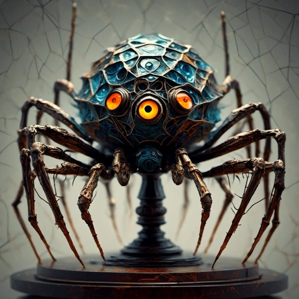 Spider Eyes Sculpture in Hypermodernist Style