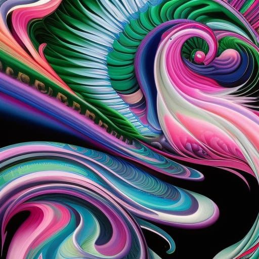 Majestic Flamingo Portrait in Ink Flow Style