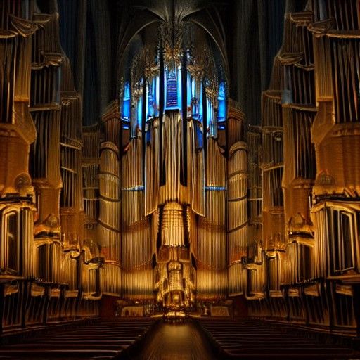 Giant Organ Church in Volumetric Lighting