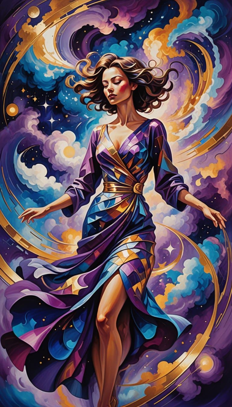 Cosmic Surrealist Dreamscape in Vibrant, Ethereal Colors