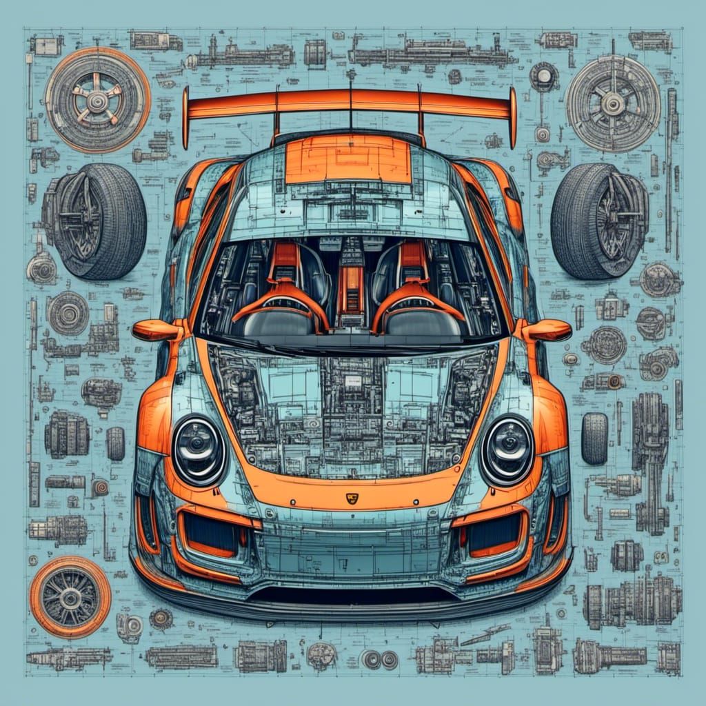 Porsche 992 GT3 RS Blueprint in Professional Photography