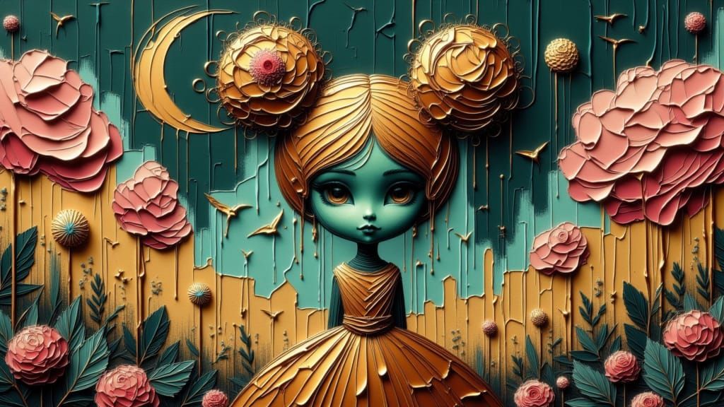 Jackal-Headed Robot God in Surreal Landscape