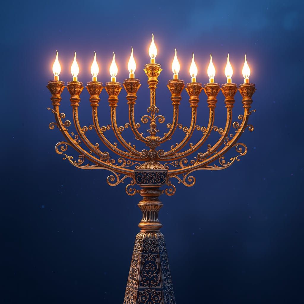 Winter Menorah Glows with Luxurious Silver and Gold Accents