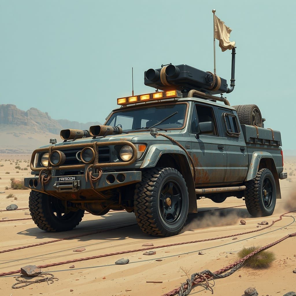 Armored Truck in Post-Apocalyptic Wasteland