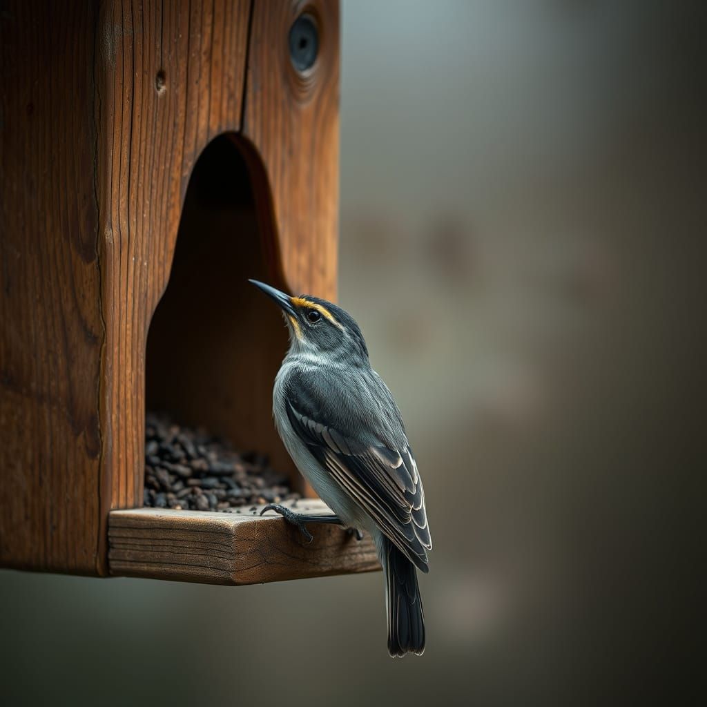 Thrush at a Clumsy Oak Bird Feeder