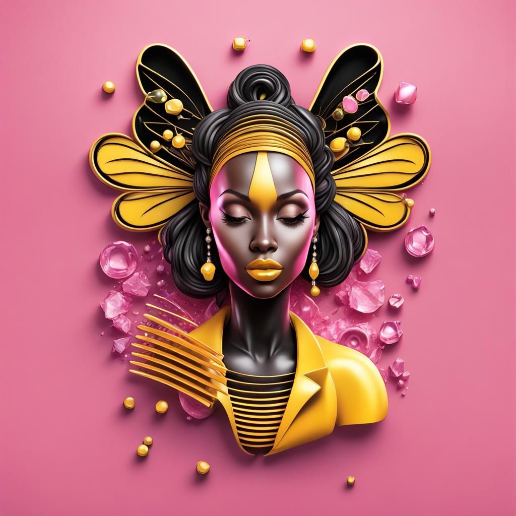 Beauty Bee Logo Featuring Woman in Bee Costume