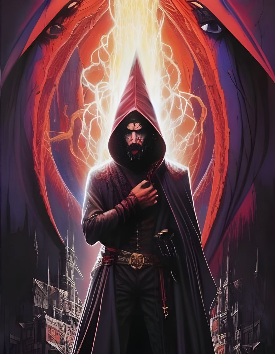 Evil Warlock Commands Demon Army in Fantasy Art