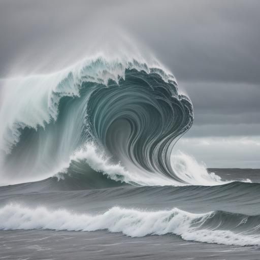 Dramatic Winter Sea-Storm Waves Crashing