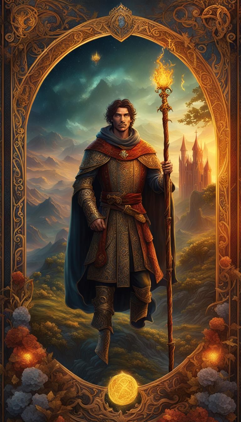 Prince of Wands Tarot Card in Medieval Style