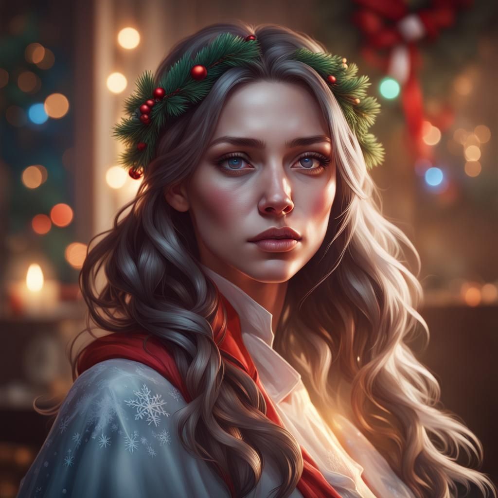 Christmas Portrait in Hyperdetailed Digital Art Style
