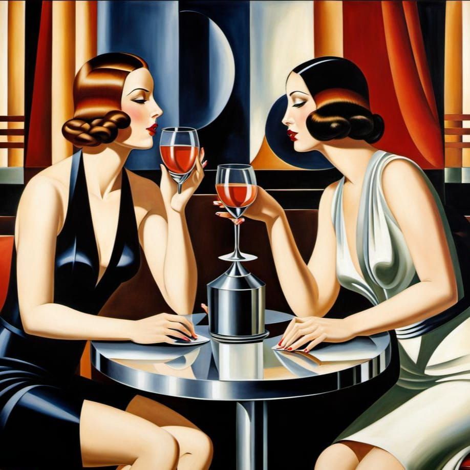 Women in Art Deco Room