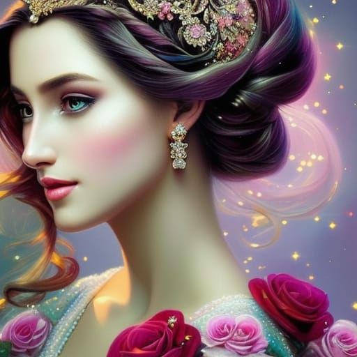 Ethereal Fairytale Princess Portrait in Fairycore Style