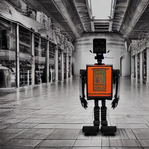 Abstract Robot CEO and Lonely People in Cinematic Style