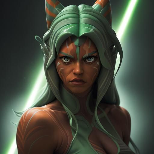Ahsoka Tano as She-Hulk: Hyperrealistic Crossover Art