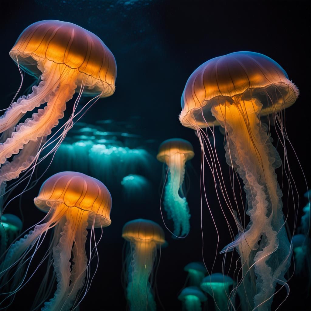 Bioluminescent Jellyfish in Deep Sea: Nature Photography