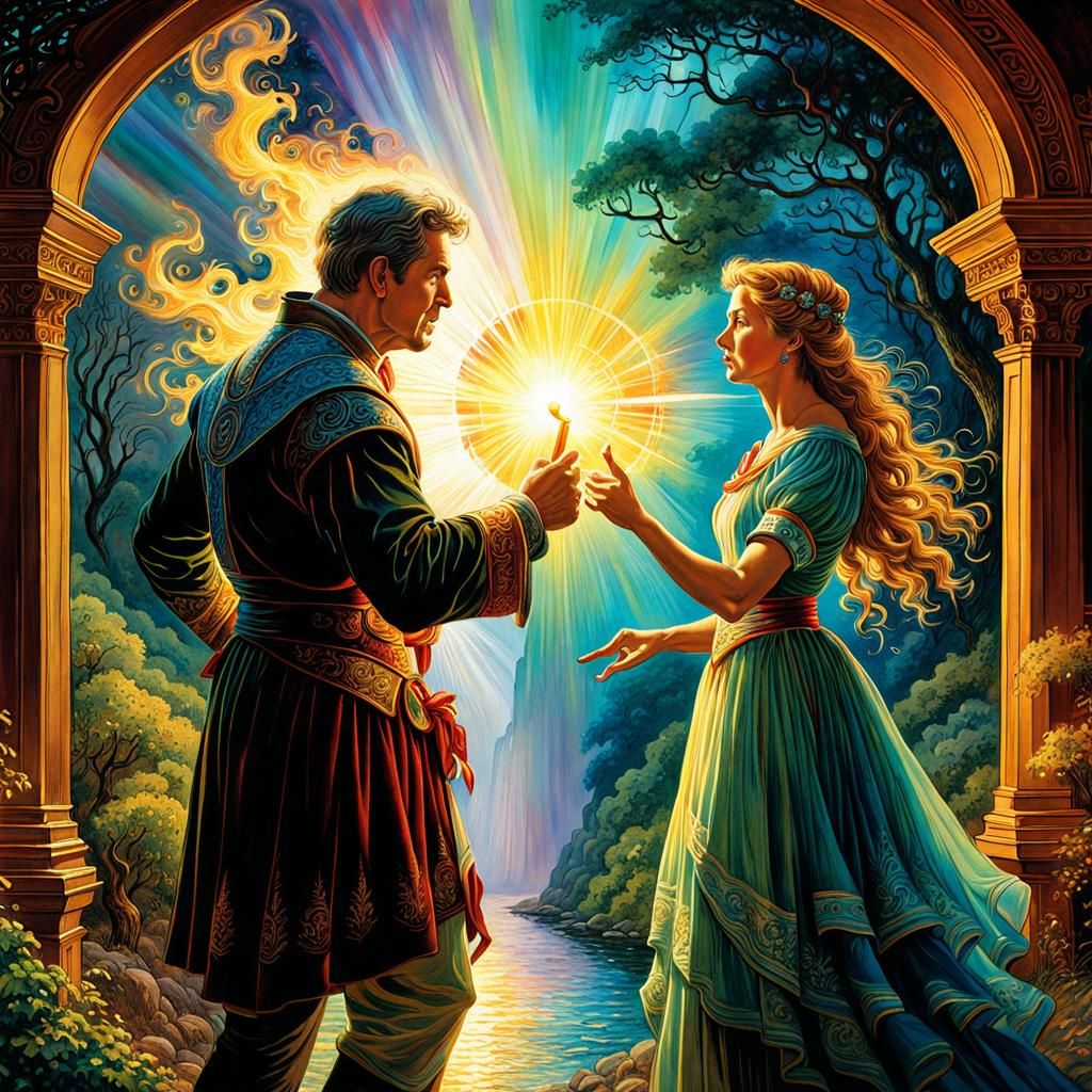 Arguing Couple in Radiant Golden Light